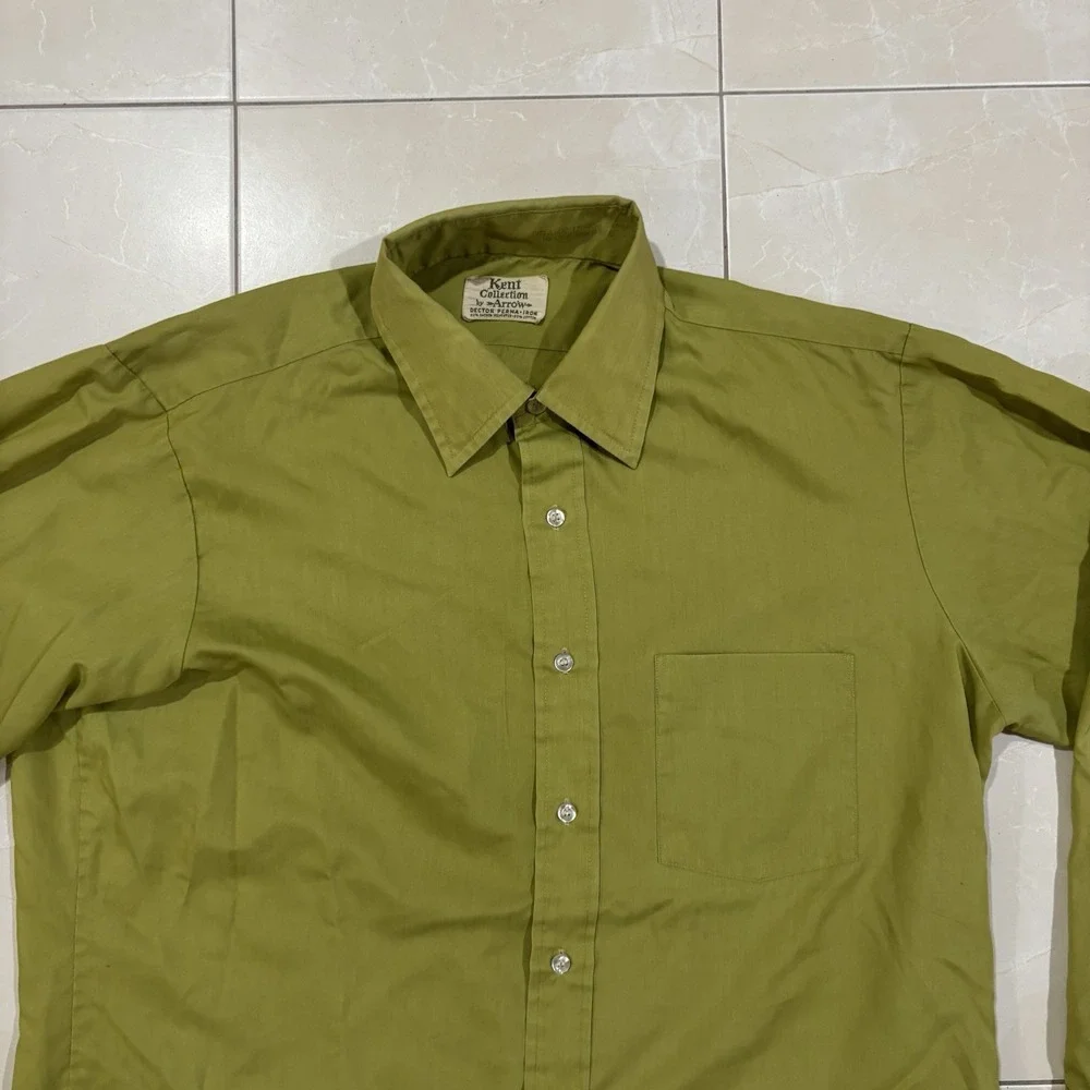 Vintage 70s Kent Collection Arrow Decton Perma Iron Button Shirt Men's 16 34